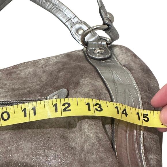 Kathy Van Zeeland On the Rocks Shopper Hobo Slouchy Handbag Metallic Gray NWOT - Picture 6 of 8